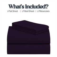4-Piece Bamboo-Blend Bed Sheet Set – Buttery Soft 60% Microfiber 40% Bamboo Luxury Bedding with Deep Pocket Fitted Sheet, Wrinkle & Stain Resistant, Twin, Full, Queen, King & California King
