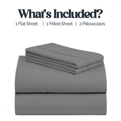 4-Piece Bamboo-Blend Bed Sheet Set – Buttery Soft 60% Microfiber 40% Bamboo Luxury Bedding with Deep Pocket Fitted Sheet, Wrinkle & Stain Resistant, Twin, Full, Queen, King & California King