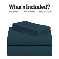 4-Piece Bamboo-Blend Bed Sheet Set – Buttery Soft 60% Microfiber 40% Bamboo Luxury Bedding with Deep Pocket Fitted Sheet, Wrinkle & Stain Resistant, Twin, Full, Queen, King & California King
