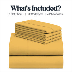 6-Piece 1600 Series Bed Sheet Set – Super Soft 90 GSM Microfiber Polyester Bedding, Lightweight Easy-Care Decorative Sheets for Primary & Guest Bedroom