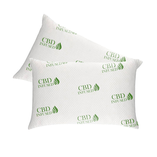 2-Pack: CBD Infused Medium Support Memory Foam Pillows Designed for Back and Side Sleepers