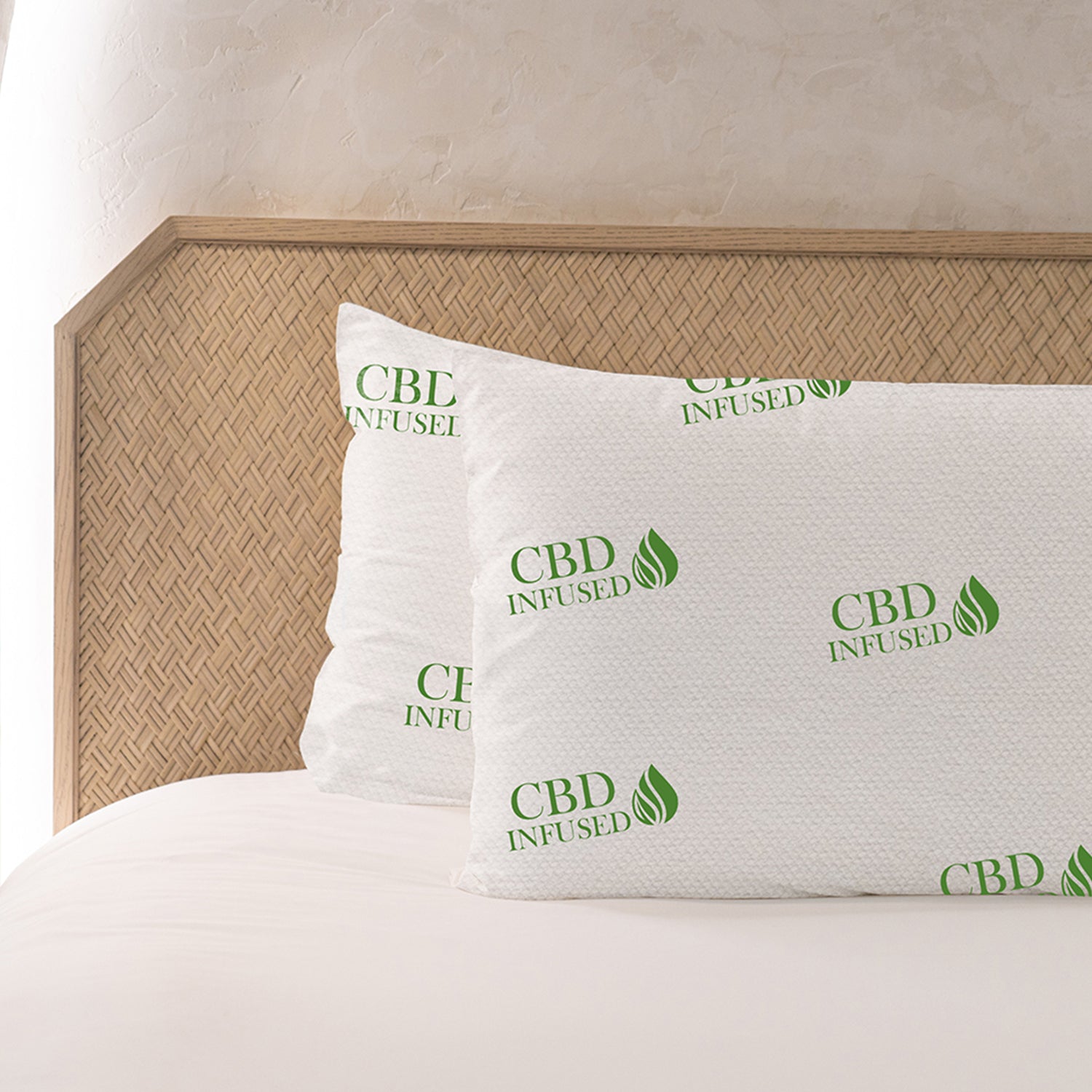 2-Pack: CBD Infused Medium Support Memory Foam Pillows Designed for Back and Side Sleepers