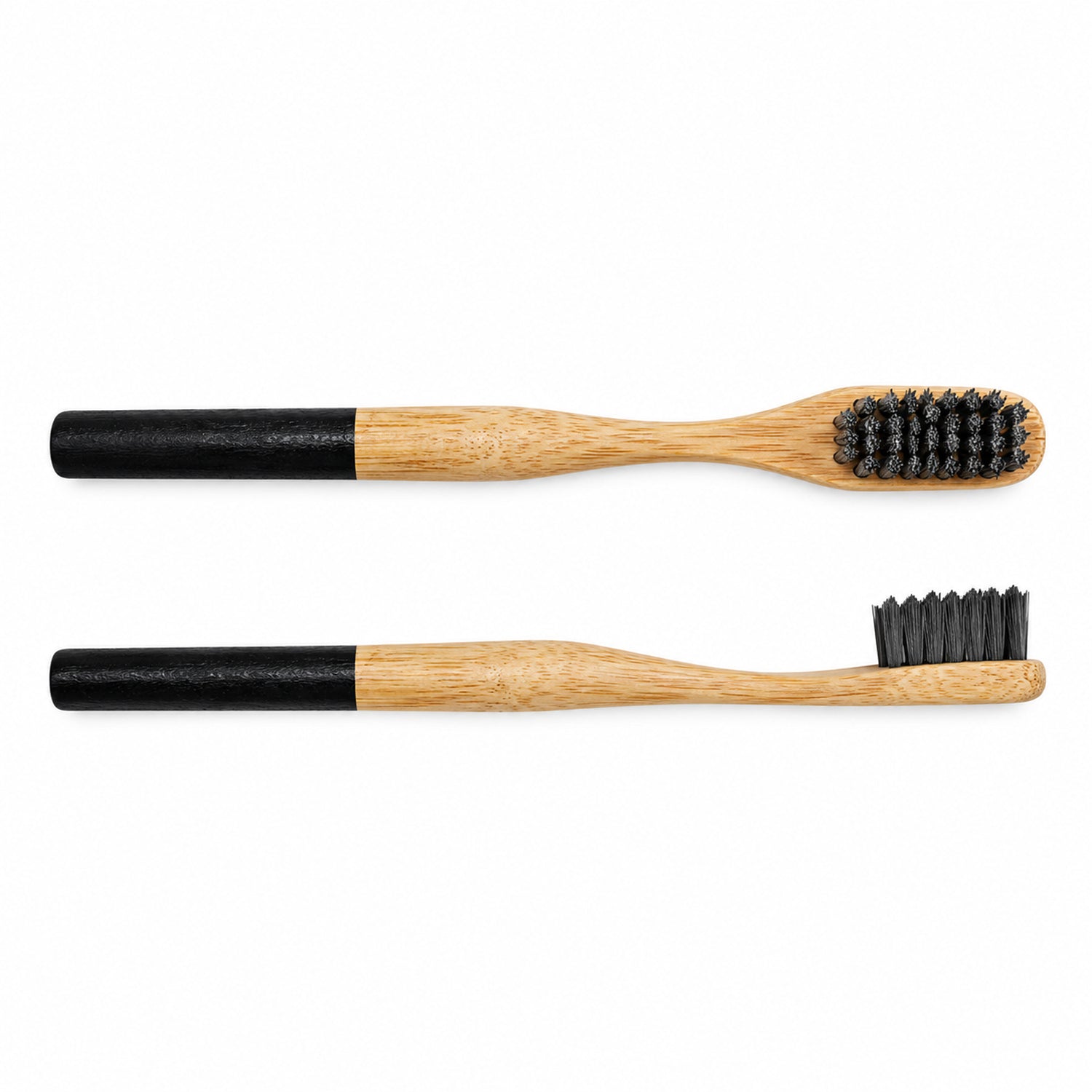 2-Pack Bamboo Toothbrushes, Charcoal-Infused Medium-Soft Nylon Bristles