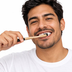 2-Pack Bamboo Toothbrushes, Charcoal-Infused Medium-Soft Nylon Bristles