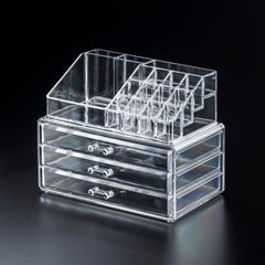 Clear Acrylic Makeup & Jewelry Organizer, 3 Drawers with Removable Liners
