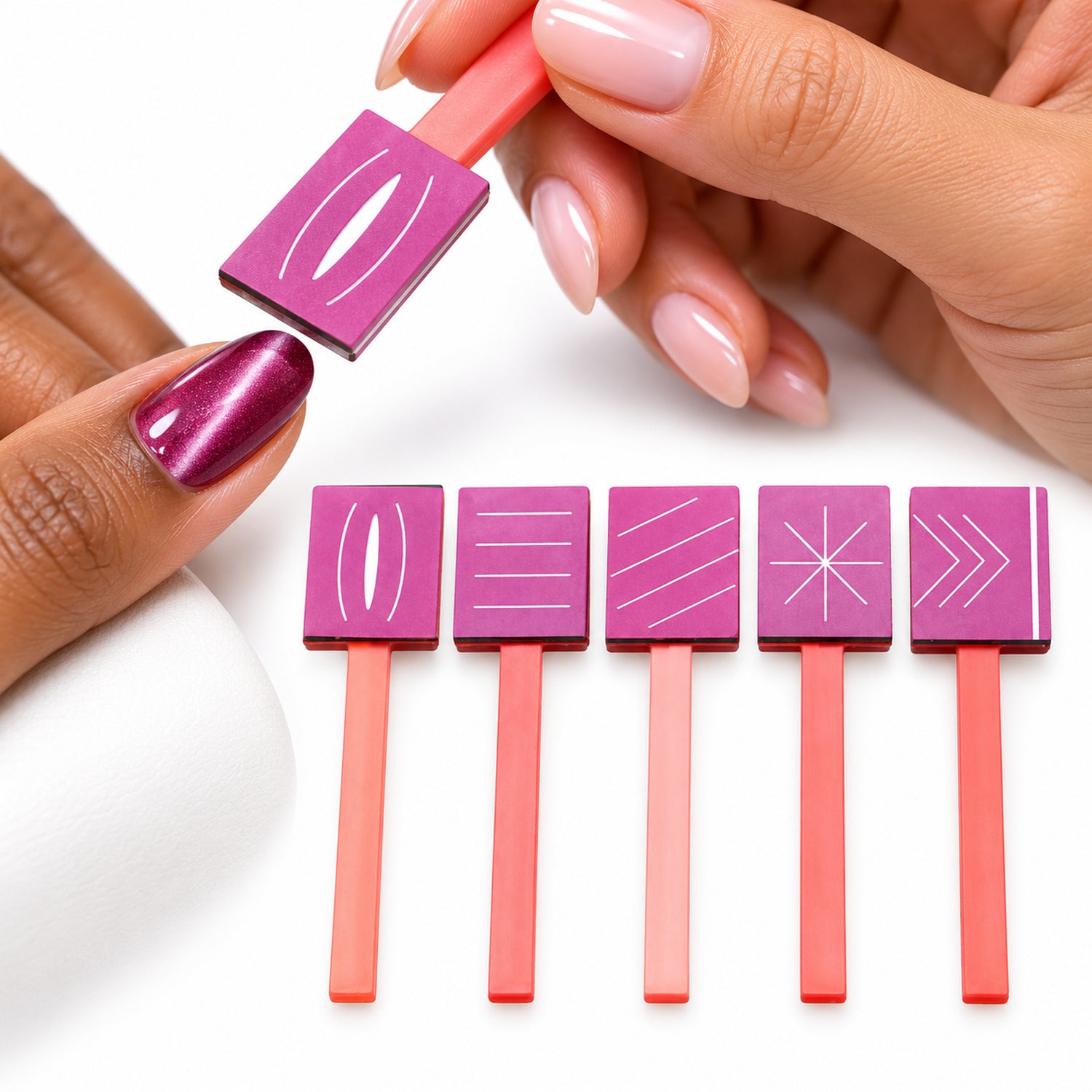 5-Piece Magnetic Nail Art Wand Set for Magnetic Polish, 1 or 2 Sets