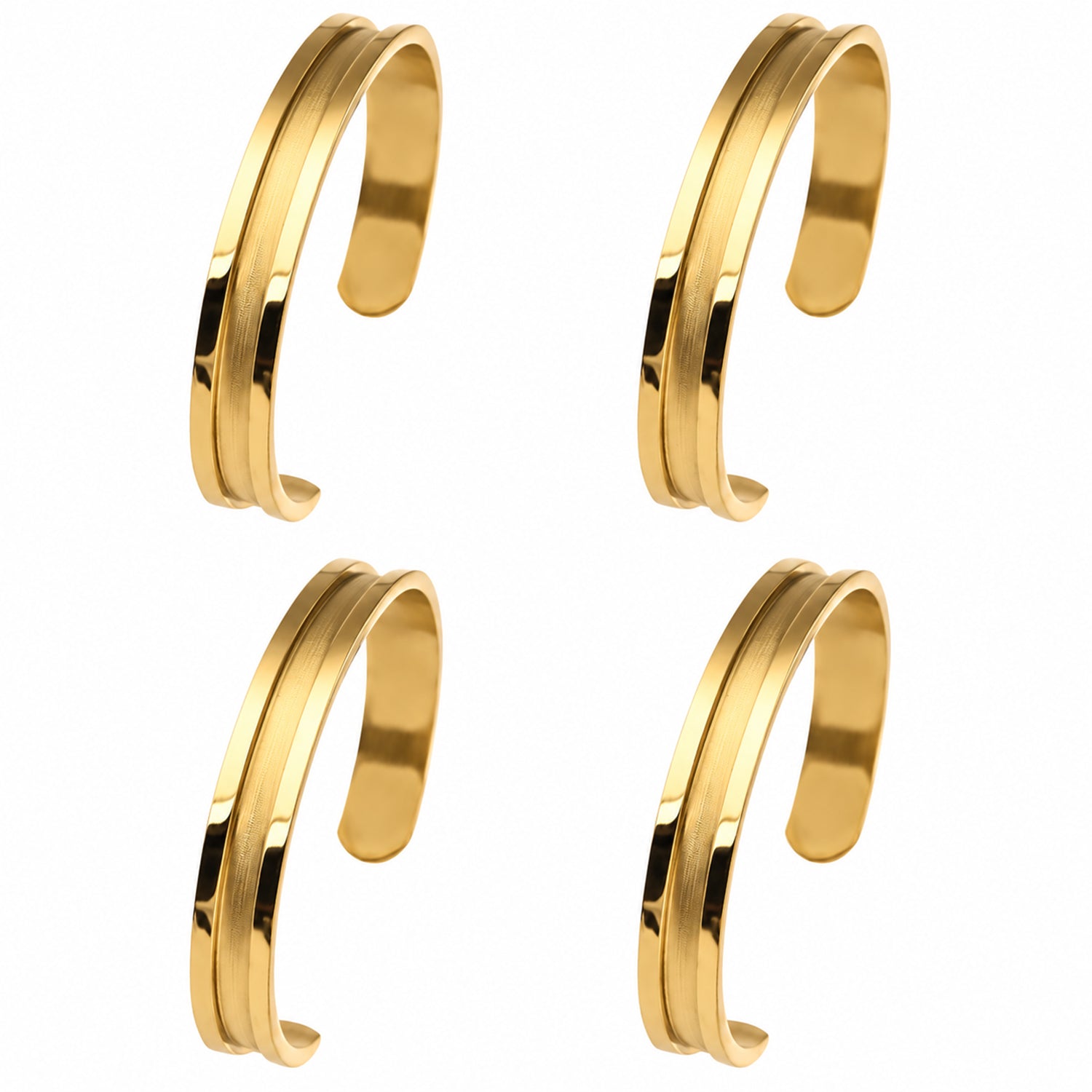 4-Pack Hair Tie Holder Bracelets, Stainless Steel Bangle Organizers, Black or Gold