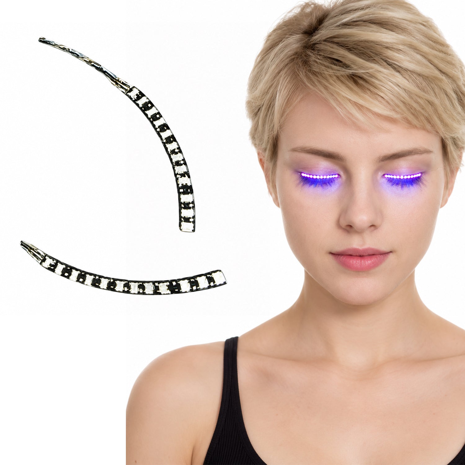 LED Light-Up Eyelashes, Reusable Party & Costume Lashes with 7 Lighting Modes