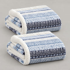 2-Pack Ultra Soft Microplush Sherpa Throw Blankets – 50 x 60 Inch Lightweight Fleece Blankets for Couch, Sofa & Bed, Warm Cozy Printed Decorative Throws, Machine Washable All-Season Blankets