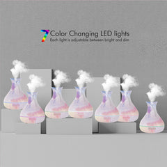 Ultrasonic Air Humidifier with Wood Grain 7 Color Changing LED Lights