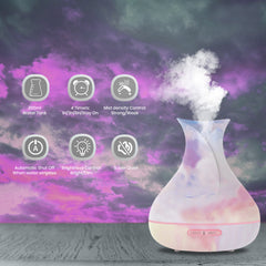 Ultrasonic Air Humidifier with Wood Grain 7 Color Changing LED Lights