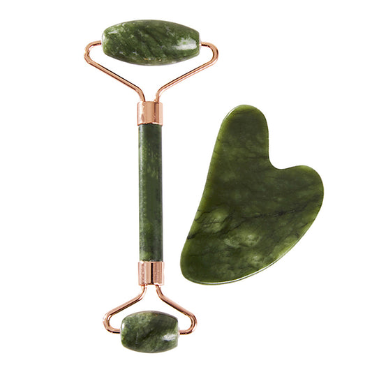 Anti Aging Jade Roller And Gua Sha Set For Face, Eye, Neck - Body Muscle Relaxing Relieve Wrinkles