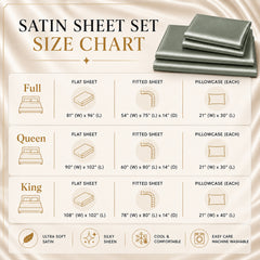 4-Piece Satin Bed Sheet Set – Silky Soft 100% Polyester Satin Sheets with 14-Inch Deep Pocket Fitted Sheet, Hypoallergenic 90 GSM Bedding Set, Full, Queen & King