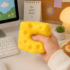 Cheese Slow-Rise Squishy Toy – Soft Sensory Foam Fidget, Compact Quiet Food-Inspired Squeeze Toy for Desk, Study, Travel, Party Favors & Novelty Gifts, Ages 3+