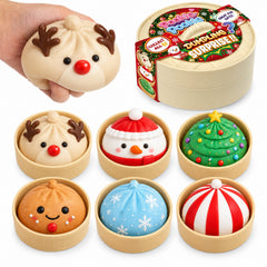 Christmas Dumpling Squishy Toy – Soft Slow-Rising Holiday Sensory Fidget, Cute Portable Squeeze Toy for Desk, Travel, Stocking Stuffers, Secret Santa Gifts & Party Favors, Ages 3+