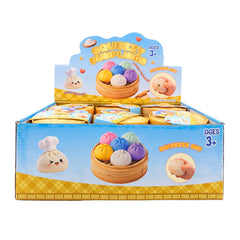 Glitter Gel Dumpling Squishy Toy Assortment with Steamer-Style Containers – Soft Slow-Release TPR Sensory Fidgets, Shimmering Squeeze Toys for Collecting, Desk, Party Favors & Gifts, Ages 3+