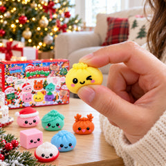 24-Day Christmas Squishy Advent Calendar – 24 Assorted Surprise Toys in a Holiday Mystery Reveal Gift Box, Festive Countdown for Squishy Collectors & Christmas Gifting