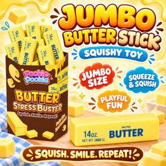 Giant Butter Slow-Rise Squishy Toy – Oversized Butter Stick Sensory Fidget with Two-Hand Squeeze Design, Food-Inspired Desk Accessory & Novelty Gift, Ages 3+