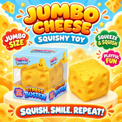 Jumbo Cheese Slow-Rise Squishy Toy – Oversized Yellow Cheese Block Sensory Fidget with Hole Details, Soft Full-Hand Squeeze Toy for Desk, Collecting & Gifts