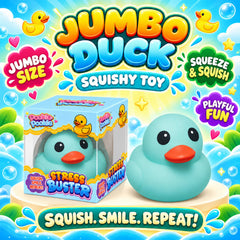 Giant Duck Squishy Toy – Soft Flexible TPR Yellow Duck Sensory Fidget for Gentle Squeezing and Kneading, Cute Desk Accessory, Party Favor & Gift, Ages 3+