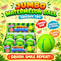 Jumbo Watermelon Squishy Toy – Oversized Soft TPR Fruit Fidget with Red Fruit, Rind and Seed Details, Flexible Sensory Squeeze Toy for Desk, Collecting & Gifts