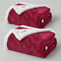 2-Pack Ultra Soft Embossed Sherpa Plush Throw Blankets – 50 x 60 Inch Lightweight Fleece Blankets with Cozy Sherpa Backing, Warm Decorative Throws for Couch, Sofa & Bed, Machine Washable All-Season Blankets