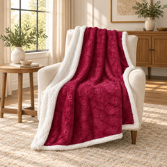 2-Pack Ultra Soft Embossed Sherpa Plush Throw Blankets – 50 x 60 Inch Lightweight Fleece Blankets with Cozy Sherpa Backing, Warm Decorative Throws for Couch, Sofa & Bed, Machine Washable All-Season Blankets