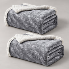 2-Pack Ultra Soft Embossed Sherpa Plush Throw Blankets – 50 x 60 Inch Lightweight Fleece Blankets with Cozy Sherpa Backing, Warm Decorative Throws for Couch, Sofa & Bed, Machine Washable All-Season Blankets
