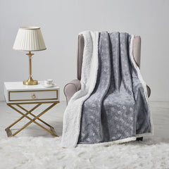 Ultra Soft Embossed Sherpa Plush Throw Blanket – 50 x 60 Inch Lightweight Fleece Blanket with Cozy Sherpa Backing, Warm Decorative Throw for Couch, Sofa & Bed, Machine Washable All-Season Blanket