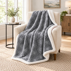 2-Pack Ultra Soft Embossed Sherpa Plush Throw Blankets – 50 x 60 Inch Lightweight Fleece Blankets with Cozy Sherpa Backing, Warm Decorative Throws for Couch, Sofa & Bed, Machine Washable All-Season Blankets