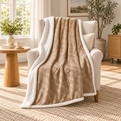 2-Pack Ultra Soft Embossed Sherpa Plush Throw Blankets – 50 x 60 Inch Lightweight Fleece Blankets with Cozy Sherpa Backing, Warm Decorative Throws for Couch, Sofa & Bed, Machine Washable All-Season Blankets