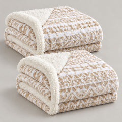 2-Pack Ultra Soft Microplush Sherpa Throw Blankets – 50 x 60 Inch Lightweight Fleece Blankets for Couch, Sofa & Bed, Warm Cozy Printed Decorative Throws, Machine Washable All-Season Blankets