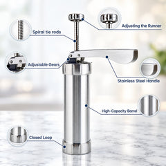 25-Piece Cookie Press Kit, Stainless Steel Biscuit Maker with 20 Discs & 4 Icing Tips