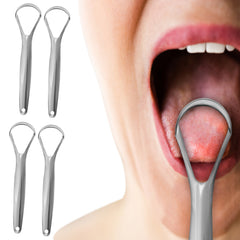 4-Pack Stainless Steel Tongue Scraper Cleaner – Reusable Tongue Cleaner for Fresh Breath & Oral Hygiene – Durable Metal Tongue Scrapers with Ergonomic Grip