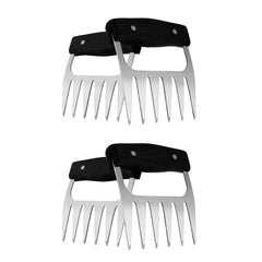 Stainless Steel Meat-Shredding Claws With Wooden Handle (1-Pair or 2-Pair)