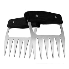 Stainless Steel Meat-Shredding Claws With Wooden Handle (1-Pair or 2-Pair)