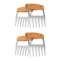 Stainless Steel Meat-Shredding Claws With Wooden Handle (1-Pair or 2-Pair)