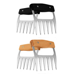 Stainless Steel Meat-Shredding Claws With Wooden Handle (1-Pair or 2-Pair)