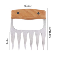 Stainless Steel Meat-Shredding Claws With Wooden Handle (1-Pair or 2-Pair)