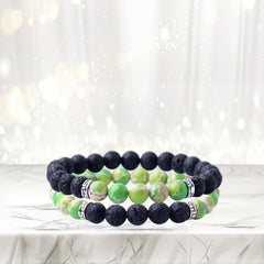 2-Pack Lava Stone Diffuser Bracelet with 2 Random Essential Oils – Aromatherapy Bead Bracelets for Women & Men – Adjustable Essential Oil Jewelry for Daily Wear