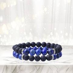 2-Pack Lava Stone Diffuser Bracelet with 2 Random Essential Oils – Aromatherapy Bead Bracelets for Women & Men – Adjustable Essential Oil Jewelry for Daily Wear