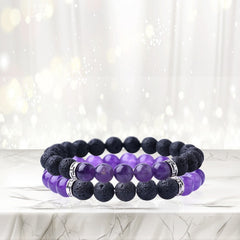 2-Pack Lava Stone Diffuser Bracelet with 2 Random Essential Oils – Aromatherapy Bead Bracelets for Women & Men – Adjustable Essential Oil Jewelry for Daily Wear