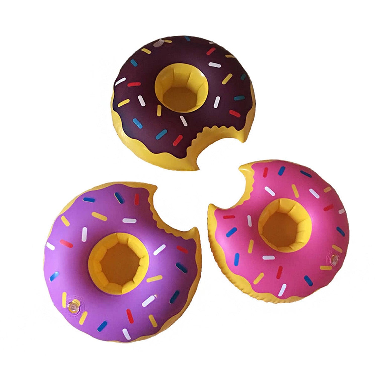 3-Pack Inflatable Donut Drink Holders, Floating Cup Holders for Pool Days