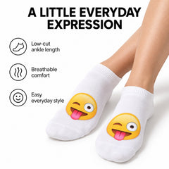 4-Pair Emoji Ankle Socks, Breathable Unisex Novelty Socks for Everyday Wear