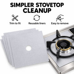 Reusable Gas Stove Burner Covers, Trim-to-Fit Nonstick Liners, 4, 8 or 12 Pack