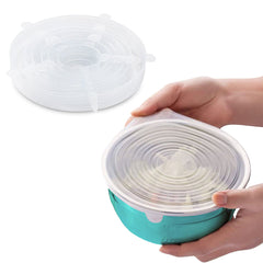 Reusable Silicone Stretch Container Lids Covers for Food Storage - Fit Most Containers (6-Pack or 12-Pack)