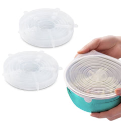Reusable Silicone Stretch Container Lids Covers for Food Storage - Fit Most Containers (6-Pack or 12-Pack)