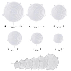 Reusable Silicone Stretch Container Lids Covers for Food Storage - Fit Most Containers (6-Pack or 12-Pack)