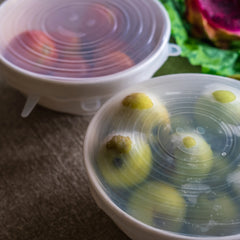 Reusable Silicone Stretch Container Lids Covers for Food Storage - Fit Most Containers (6-Pack or 12-Pack)