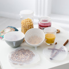 Reusable Silicone Stretch Container Lids Covers for Food Storage - Fit Most Containers (6-Pack or 12-Pack)